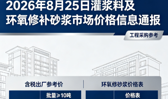 通渭2026年8月25日灌浆料及环氧修补砂浆市场价格信息通报